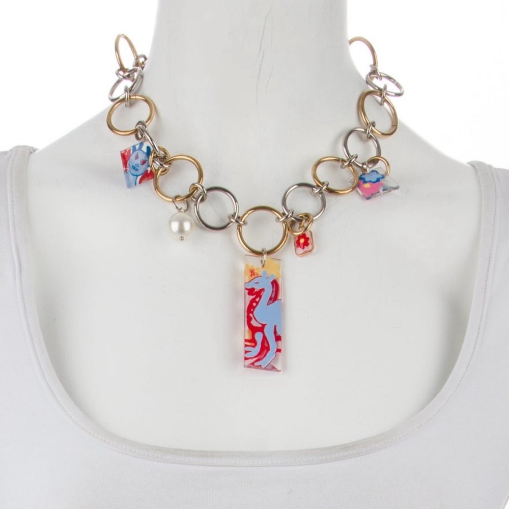Marni x Flaminia Veronesi Faux Pearl & Resin Charm 17” Necklace NEW